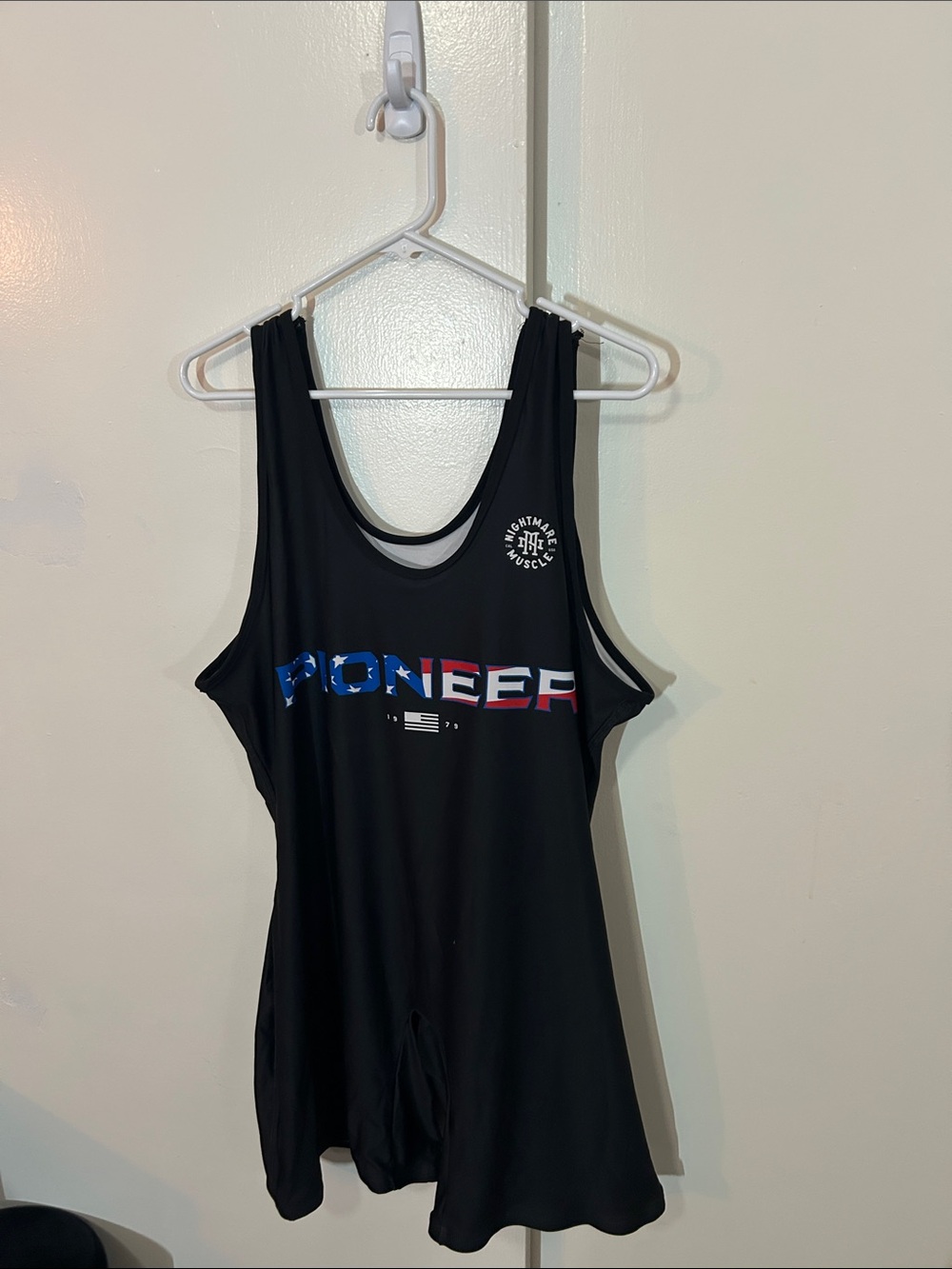 Pioneer Black Athletic Tank with American Flag Graphic